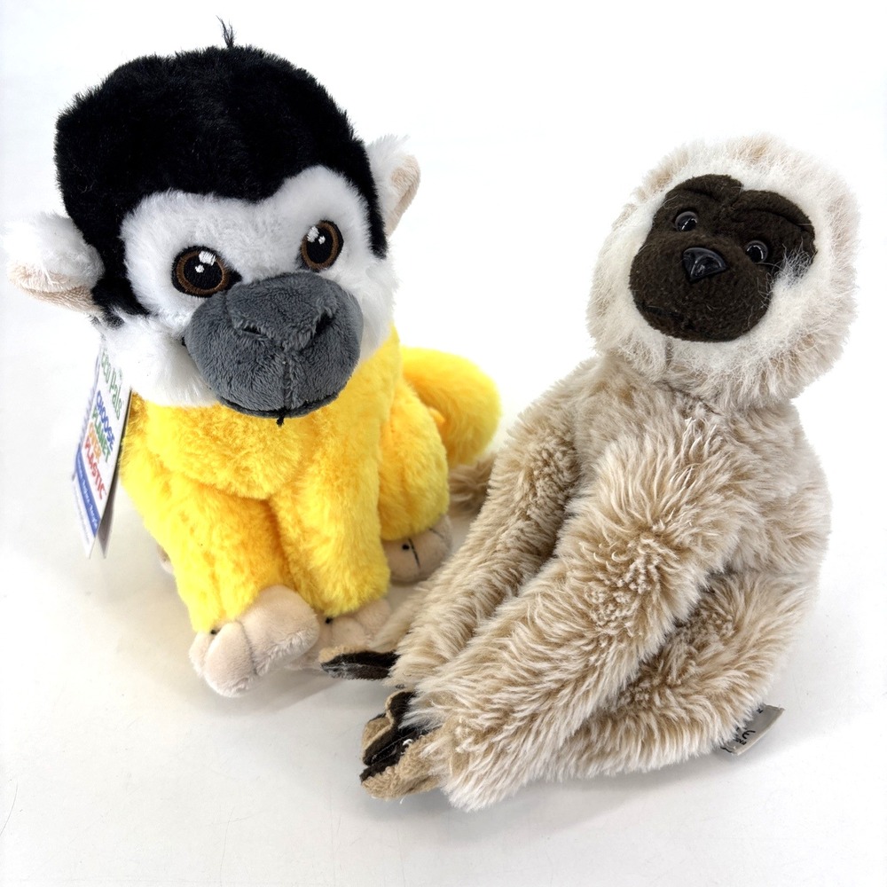 Monkey Plush LOT Wildlife Artists‎ Eco Pal Squirrel Monkey & Russ Silverio Chimp